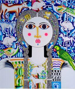 Figurative Art,Kattakuri Ravi ,Indian Art,Acrylic on Canvas,42''x36''