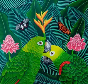 Tropical Twins,Sreya Gupta,Acrylic on Canvas,2023,31''x30''