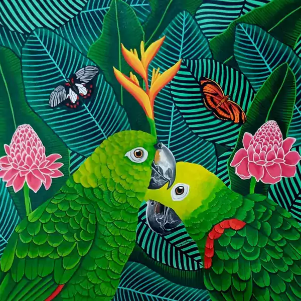 Tropical Twins,Sreya Gupta,Acrylic on Canvas,2023,31''x30''