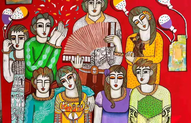 Nandini Verma: Embracing Life's Flow Through Art 9 “Party Time” Acrylic on Canvas | 48 x 60 Inches